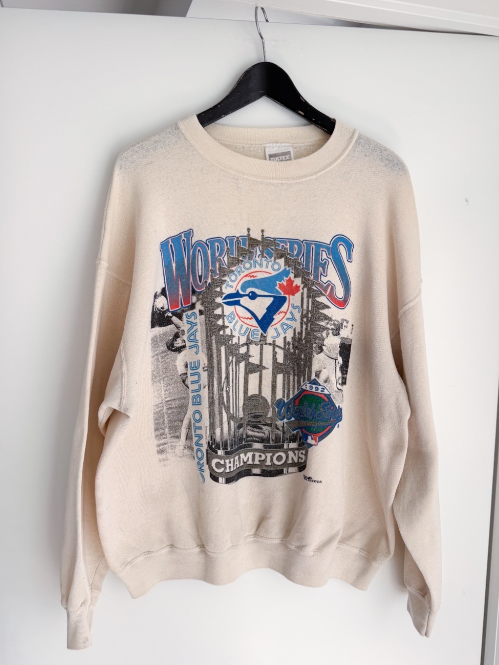 Vintage 1992 Toronto Blue Jays World Series Sweatshirt Tultex XL Thrashed